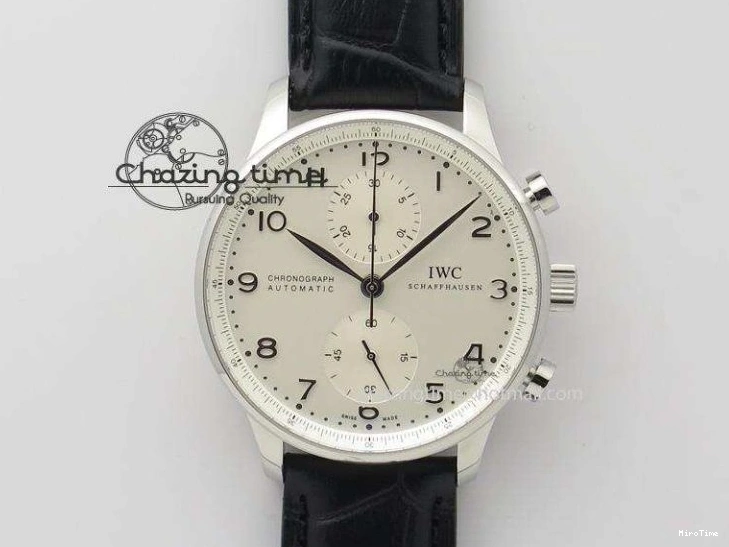 MIROTIME 0127 Effortless Portuguese IW544404 SS White Dial On Black Leather Strap A 7257